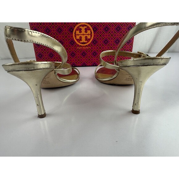 Tory Burch Penelope 65MM Slingback Sandal Mirror Metallic - Women's Size 7.5 - Picture 12 of 16